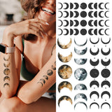 Supperb Temporary Tattoos Set - Moon phase temporary tattoo Moon Tattoo Stickers Moon Tattoos