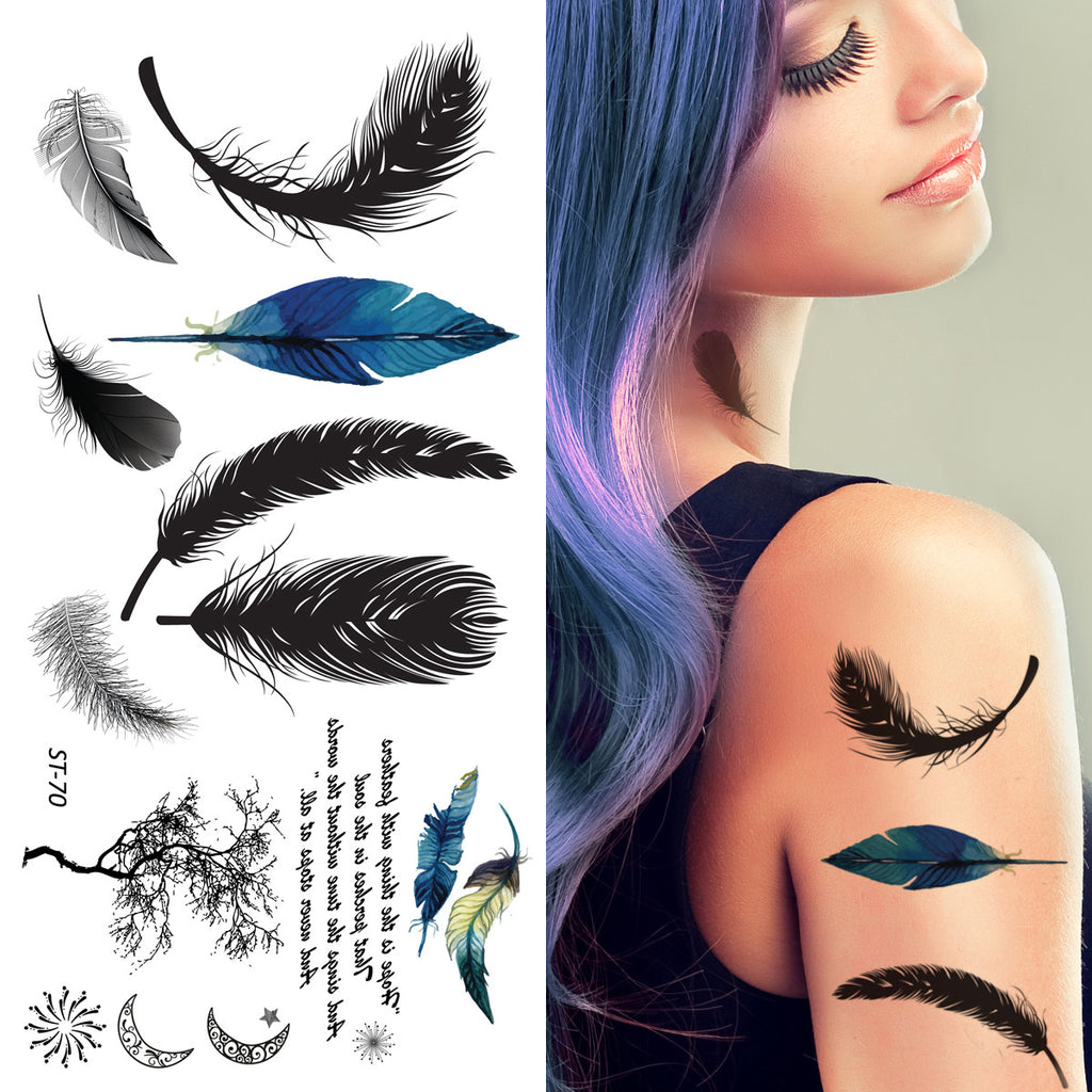 Supperb® Temporary Tattoos - Feather & Typographic