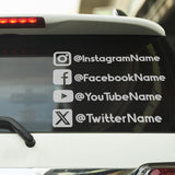 Personalized Social Media Handle Decals - Custom Username Vinyl Stickers for Car Windows - Instagram, Facebook, Twitter, YouTube