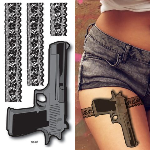 Supperb® Temporary Tattoos - 3d Gun & Lace