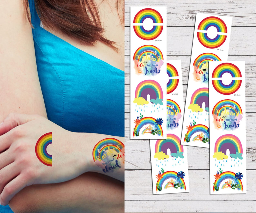 Supperb Temporary Tattoos - Colorful Rainbow Tattoos (Set of 4)