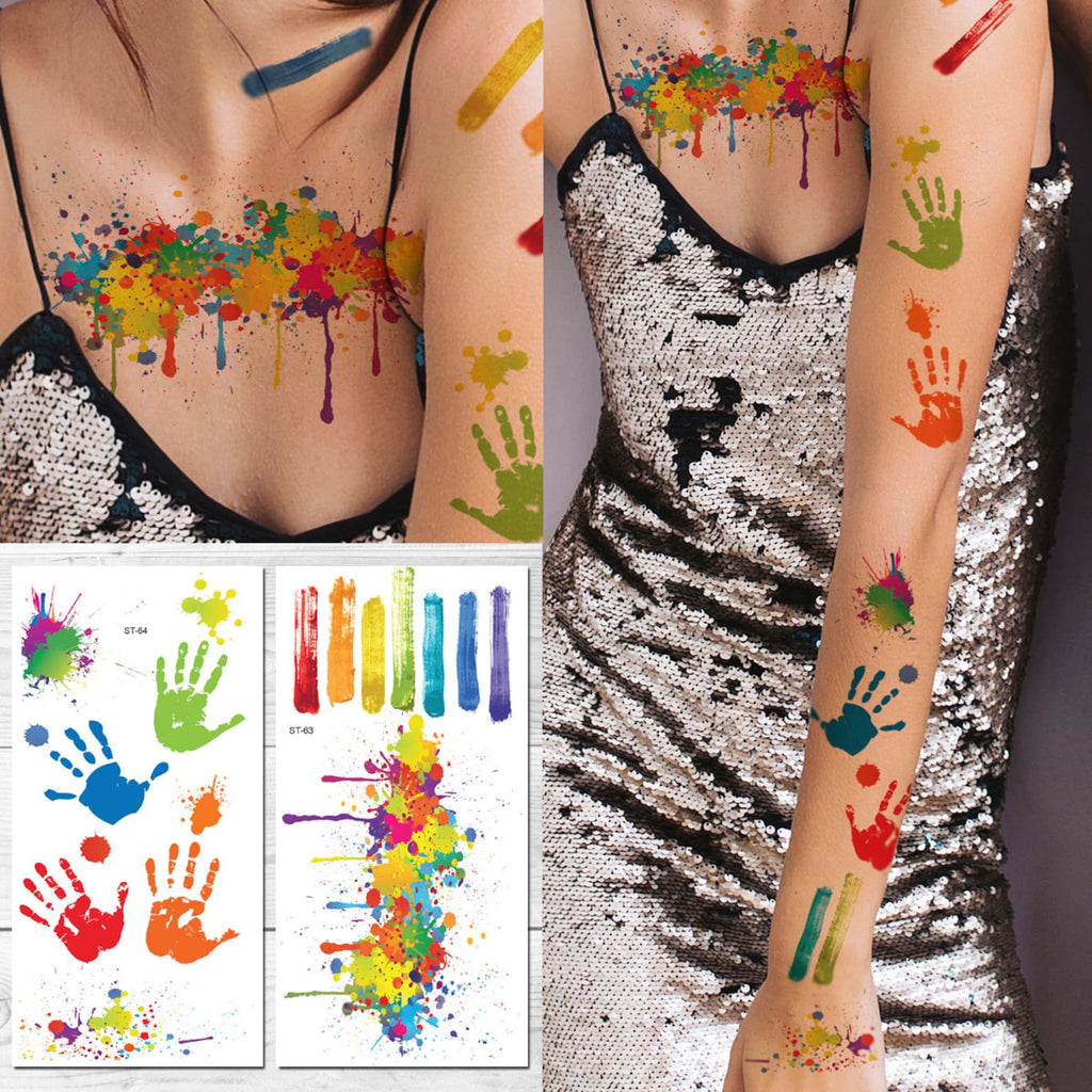Supperb® Temporary Tattoos - Artist Splashing Paint & Hand Paints Tattoo Sleeve Large Tattoo Full Arm (Set of 2)