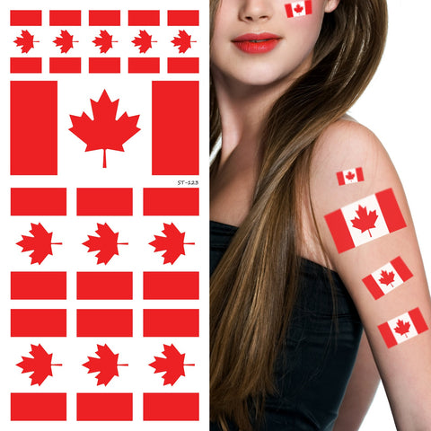 Supperb® Canada Flag Temporary Tattoo Kit, Canada Flag Canadian Flag Temporary Tattoos, 12 Tattoos (Set of 2)