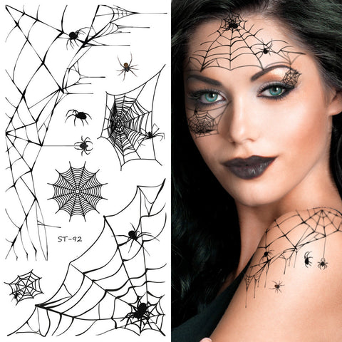 Supperb Temporary Tattoos - Horror Cobweb Spider Web Halloween Face Tattoos ST-92