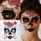 Supperb Halloween Face Tattoo Day of the Dead Sugar Skull Pink Peony Temporary Face Tattoo Kit