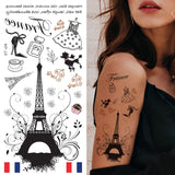 Supperb® Temporary Tattoos - I Love Paris, France Eiffel Tower