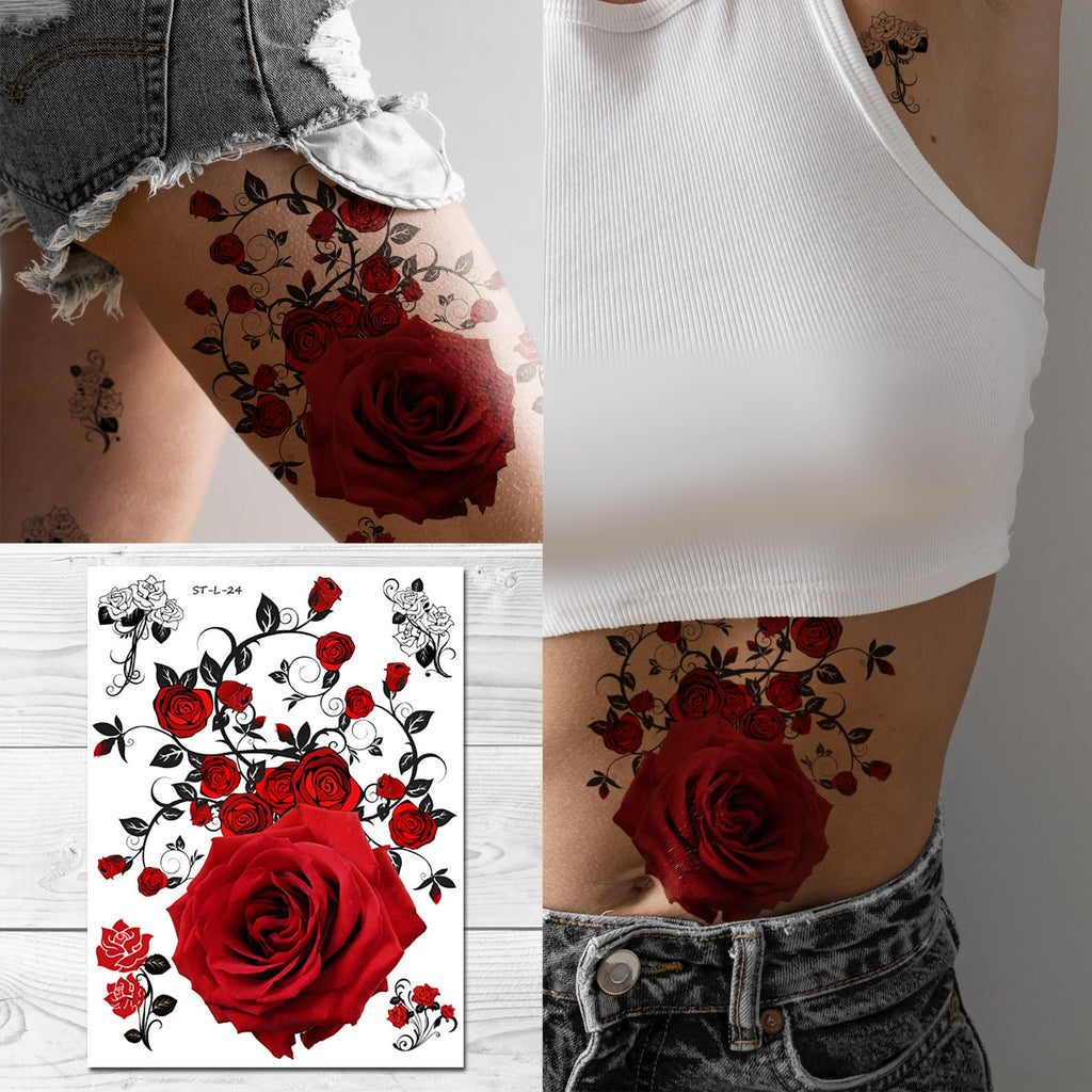 Supperb Temporary Tattoos - Red Roses (8 x 6 inches)