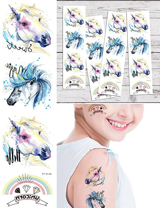 Supperb Temporary Tattoos - Beautiful Unicorn Tattoos Tattoos (Set of 4) Birthday Party Supplies Party Favors