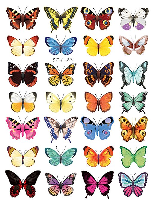 Supperb Temporary Tattoos - Butterflies (28 Butterflies)