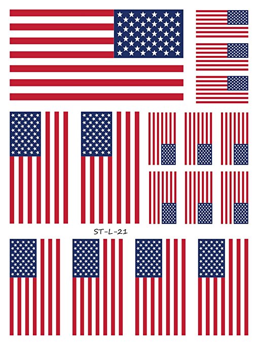 Supperb American Flag Temporary Tattoo Kit, USA Flag Temporary Tattoos (16 flags)