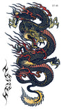 Supperb® Temporary Tattoos - 6 Pack - 3 of Black & White Dragon and 3 of Blue Dragon on Fire