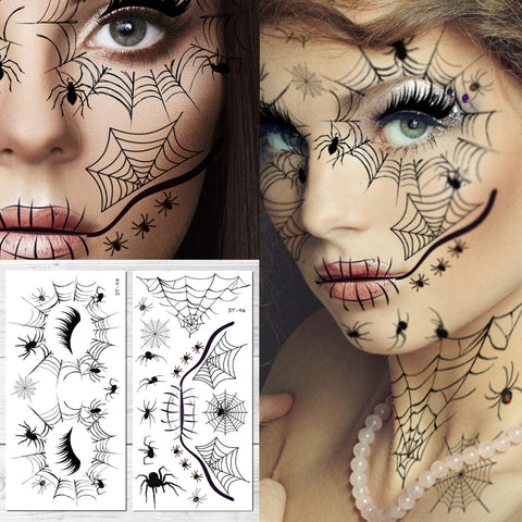 Halloween Face Tattoo Spider Temporary Face Tattoo Kit (Pack of 2)