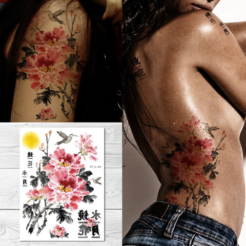 Supperb Temporary Tattoos - Flowers Under The Full Moon