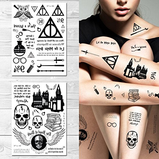Supperb Temporary Tattoos - Let the Magic Begin Wizard Magic Deathly Hallows (Set of 2)