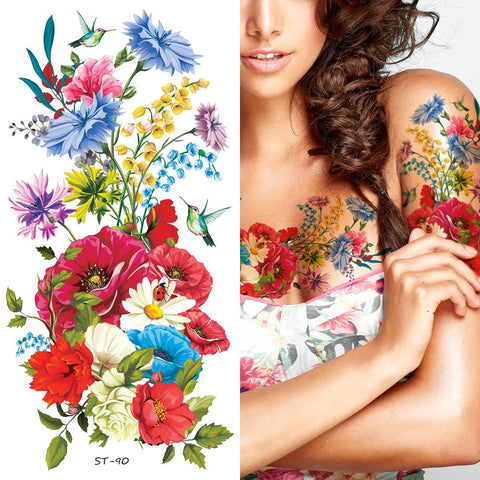 Supperb Temporary Tattoos - Summer Flower Bouquet (Set of 2)