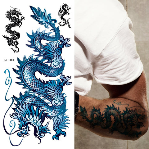 Supperb Temporary Tattoos - Blue Dragon II (Set of 2)