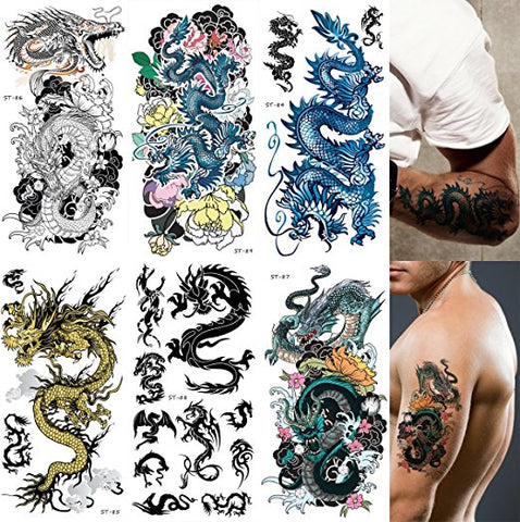 Supperb Mix Dragons Temporary Tattoo/6-pack (Traditional Set)