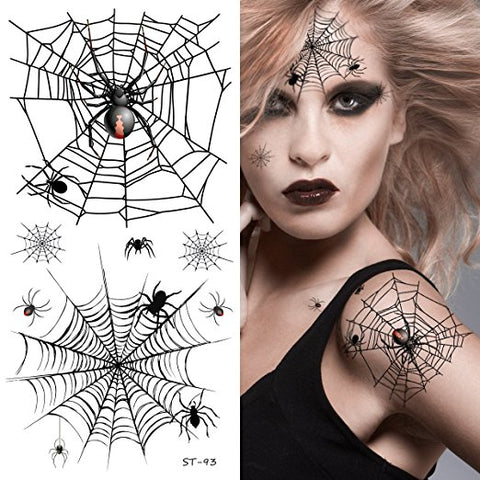 Supperb Temporary Tattoos - Horror Cobweb Spider Web II Halloween Tattoos ST-93