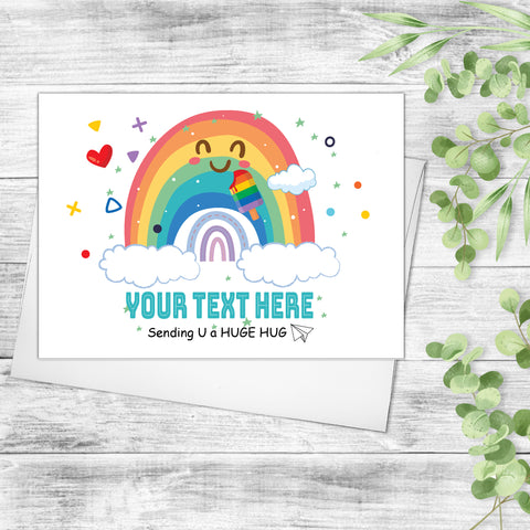 Rainbow Card All Occasion Cards Custom Rainbow Cards Happy Fun Card Notecards Friendship Cards
