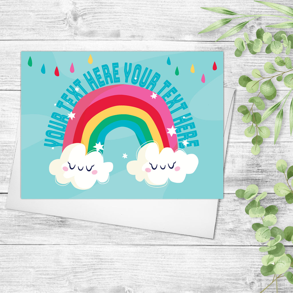 Personalized Rainbow Card All Occasion Cards Custom Rainbow Cards Happy Rainbow Clouds Card Notecards Friendship Cards Personalized gifts