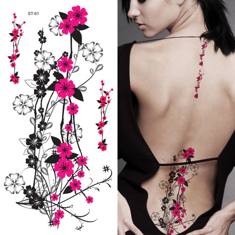 Supperb® Temporary Tattoos - Hot Pink Plum Flowers