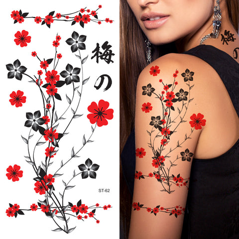 Supperb® Temporary Tattoos - Red Plum Flowers