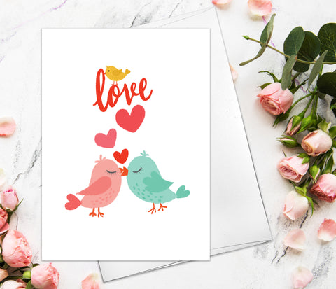 Supperb Fine Art Greeting Card - Valentine's Day Card Love Birds Card for Couple Engagement Wedding