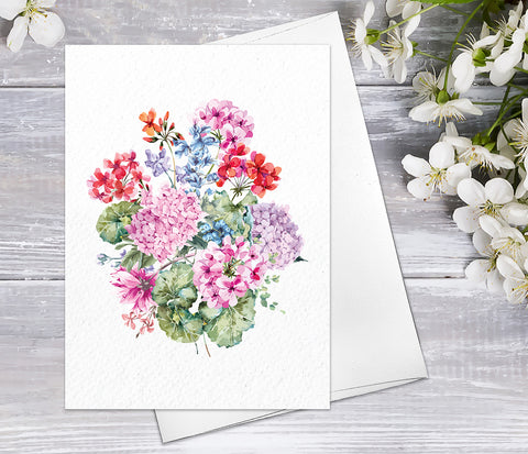 Supperb Fine Art Greeting Card - Wild Hydrangea Floral Fine Art Note Cards Floral Watercolour Cards