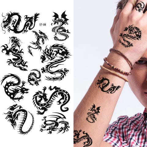 Supperb® Lower Back, Shoulder, Neck, Arm Temporary Tattoos - Small Dragons