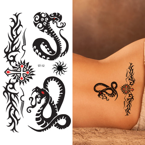Supperb® Temporary Tattoos - Sexy Black Tribal Snake Temporary Tattoo