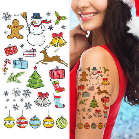 Supperb Temporary Tattoos - Happy Holiday Merry Christmas Temporary Tattoo