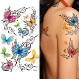 Supperb® Temporary Tattoos - Elegant, Colorful Butterflies Tattoo
