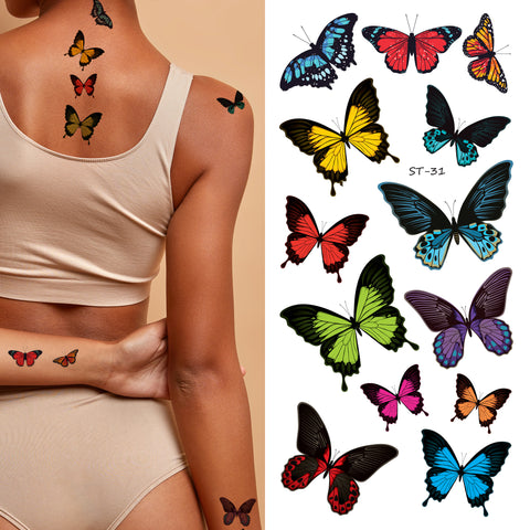 Supperb® Temporary Tattoos - Realistic Butterflies, Monarch  Butterflies (Set of 2)