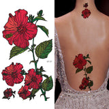 Supperb® Temporary Tattoos Morning Glory Red Flower Rose Tattoo Body Art Tattoos