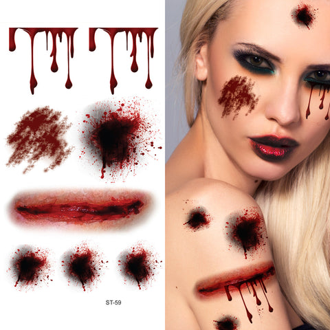 Supperb® Temporary Tattoos - Bleeding Wound, Scar Halloween Halloween Tattoos