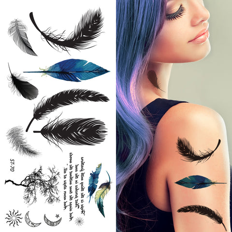 Supperb® Temporary Tattoos - Feather & Typographic