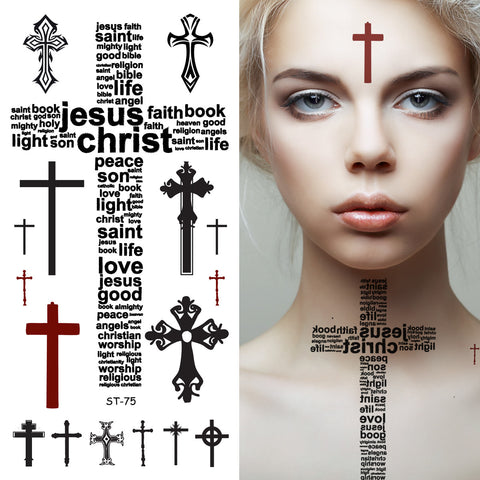 Supperb® Temporary Tattoos - Religious Christian Cross Tattoos