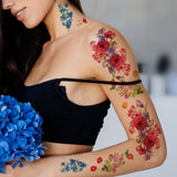 Supperb Large Temporary Tattoos - Watercolor Bouquet of Wildflowers (Set of 2)