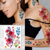 Supperb Large Temporary Tattoos - Watercolor Bouquet of Wildflowers (Set of 2)