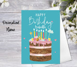 Supperb Personalized Greeting Card - Birthday Cake Card Custom Birthday Card Add Name Personalize Color Happy Birthday Greeting Card