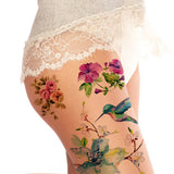 Supperb Large Temporary Tattoos - Spring flowers & Hummingbird