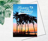 Supperb Fine Art Greeting Card - Happy Birthday Hawaii Beach Tree Greeting Card