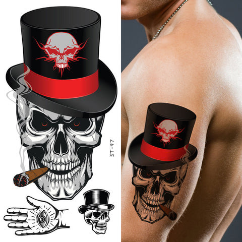 Supperb® Temporary Tattoos - Skull Magician Halloween Tattoo