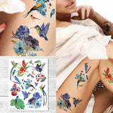 Supperb Large Temporary Tattoos - Summer flowers & Hummingbird