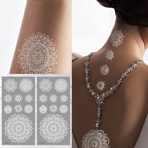 Supperb White Temporary Tattoos - Inspired Mandala Henna Healing Yoga Meditation Tattoo White Tattoo