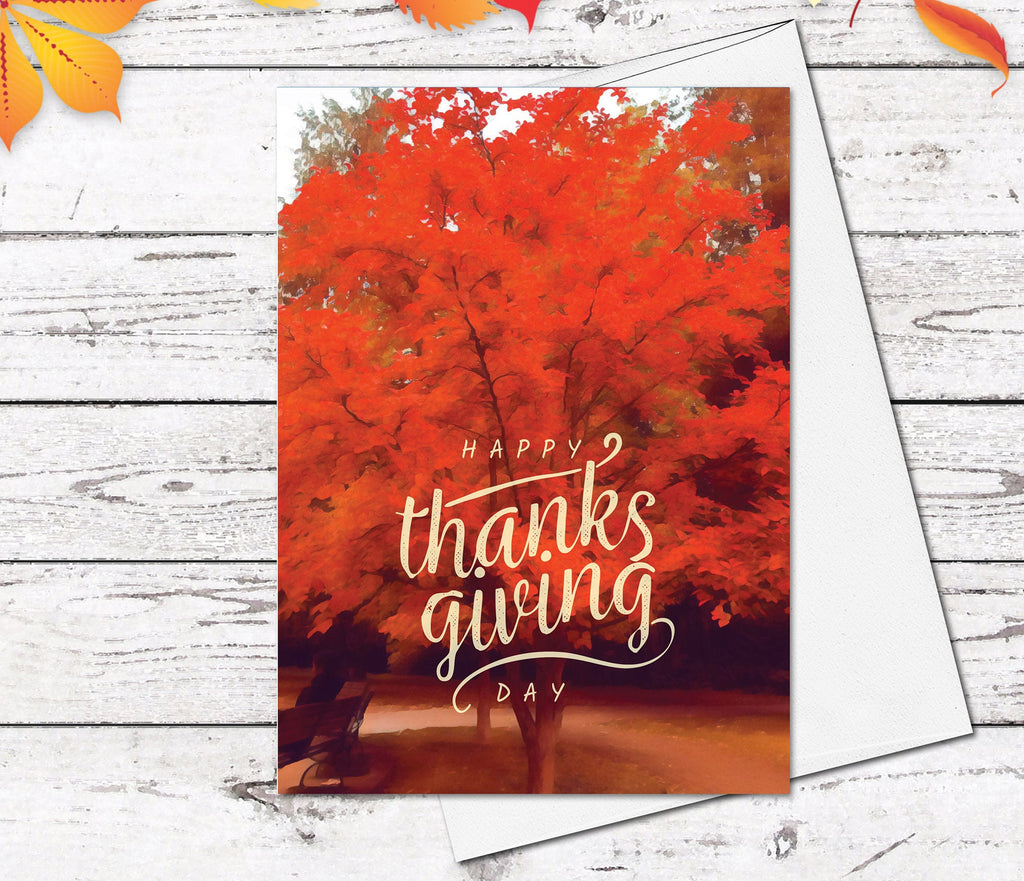 Supperb Thanksgiving Cards Set of 4 - Trees With Brilliant Fall Color Thanksgiving Card Thanksgiving Gift Handmade Greeting Card (Set of 4)