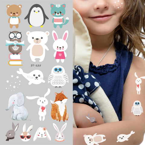 Supperb® White Temporary Tattoos - Forest Animals Halloween Costume Temporary Tattoo for Children