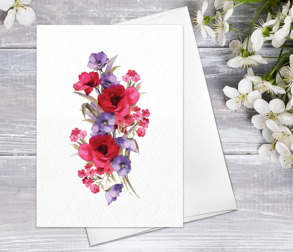 Supperb Fine Art Greeting Card - Floral Fine Art Folded Note Cards with Envelopes Floral Blank WatercolourCard Flower Greeting Cards