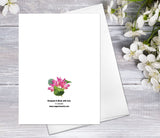 Floral Flower Pink Lotus bouquet Watercolour Card Flower Greeting Cards Lotus Anniversary Mother's day Valentines Day Blank Greeting Card