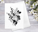 Floral Flower Black Tribal Rose blossom Watercolour Card Flower Greeting Cards Anniversary Mother's day Valentine's Day Blank Greeting Card